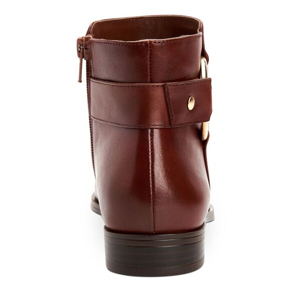 ALFANI Womens Brown O-Ring Avvia Round Toe Block Heel Leather Booties 7.5 M - Picture 2 of 4